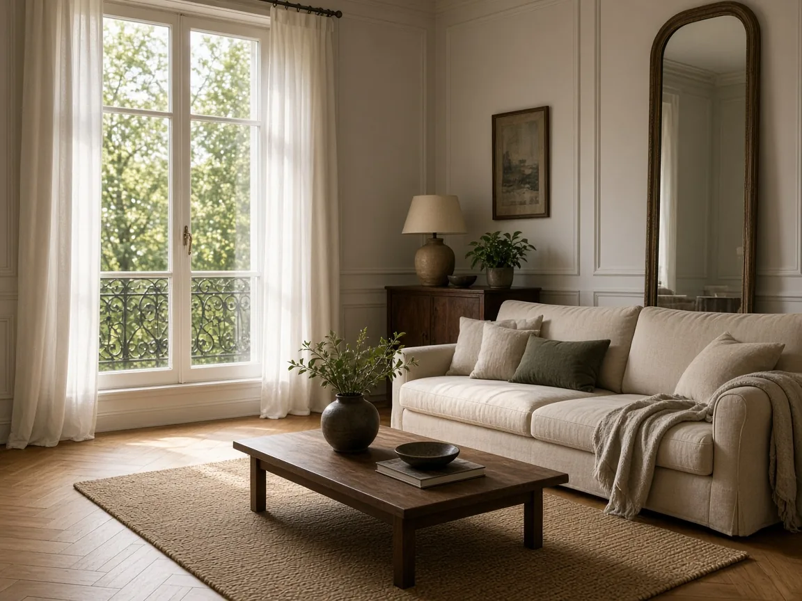 Intérieur avec parquet et mobilier protégés des UV dans l'Oise